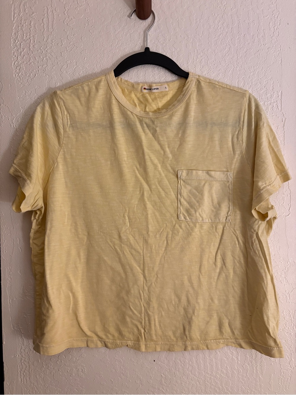 Marine Layer Yellow Crew Neck Cropped T-Shirt